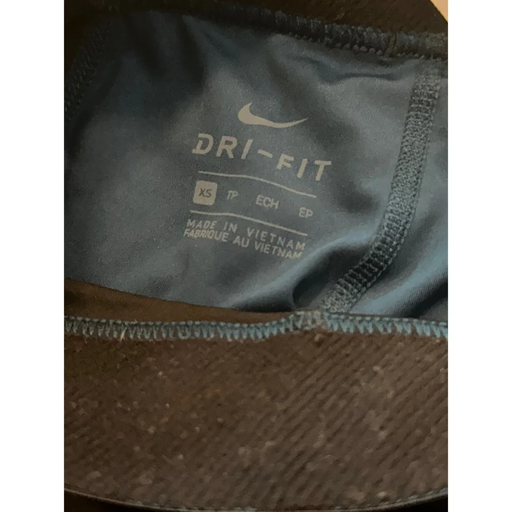 Nike Pro Dri-FIT Women Black Blue Colorblock Mesh Training Leggings Size CS